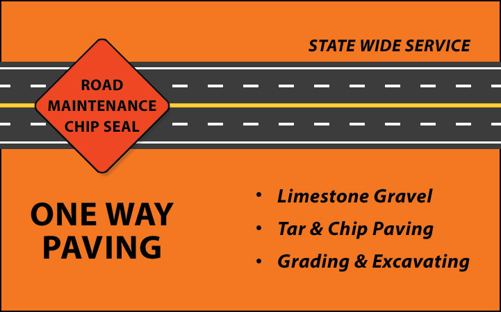 ONE WAY PAVING COUNTY ROAD CHIP SEAL