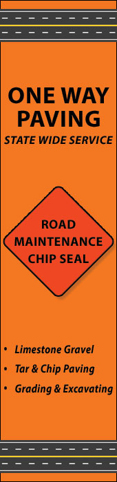 ONE WAY PAVING COUNTY ROAD CHIP SEAL